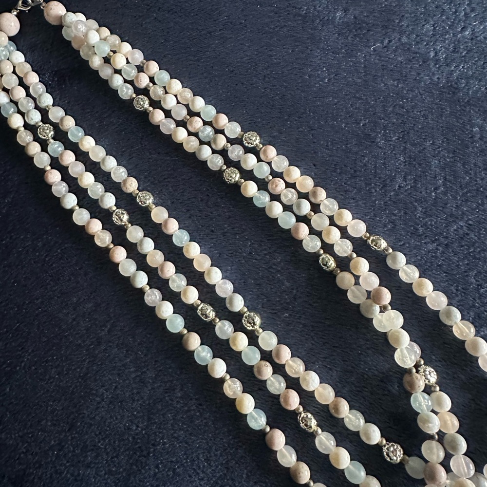 Multi-Strand Pastel Beaded Necklace with Silver Accents - Picture 6 of 15